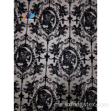 100% Polyester Flocking Flocked Woven Voile Abaya Fabric